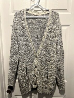 Obey Cardigan Buttons Up Medium Men Long Sleeve White Black Knit Sweater grandpa